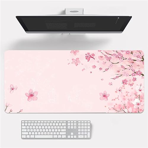 Gaming Mauspads Pinke Blumen Großes Mousepad XXL Mauspad 900x400x3mm Schreibtisch Protector Matte mit Anti-Rutsch Basis mit Genähten Rändernfür für Gaming Büro Zuhause von ZANHOG