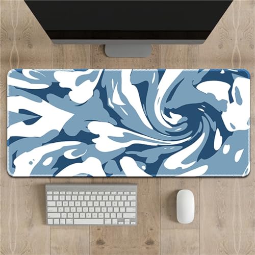 Gaming Mauspads Weiß Blau Großes Mousepad 700x300x2mm XXL Mauspad Schreibtisch Protector Matte mit Anti-Rutsch Basis mit Genähten Rändernfür für Gaming Büro Zuhause von ZANHOG