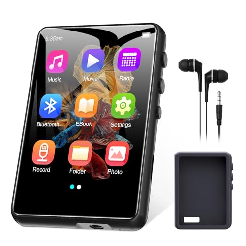 64GB MP3 Player Bluetooth 5.3 2.4" Full Touchscreen Tragbarer Walkman MP3 Player mit Lautsprecher, Sprachaufzeichnung, FM Radio, Line Recording Unterstützung 128GB Kinder Mp3 Player (Schwarz) von ZAQE