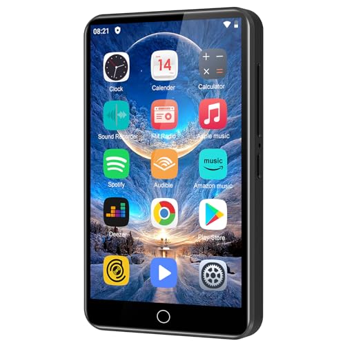 80 GB MP3-Player mit Bluetooth und WLAN, 4,0 Zoll Voll-Touchscreen, MP4-MP3-Player mit Spotify, Audible, Amazon Music, Android-Musik-Player mit Lautsprecher, FM-Radio, E-Book, bis zu 512 GB von ZAQE
