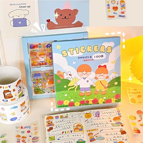 100 Stück Kawaii Sticker,Cute Sticker,Kawaii Sticker Set,Niedliche Cartoon Aufkleber,Mädchen Junge Aufkleber Kawaii,Süße Sticker,Dekorieren Von Tagebüchern,Notizblöcken,Handys,Laptops(Blau) von ZARADU