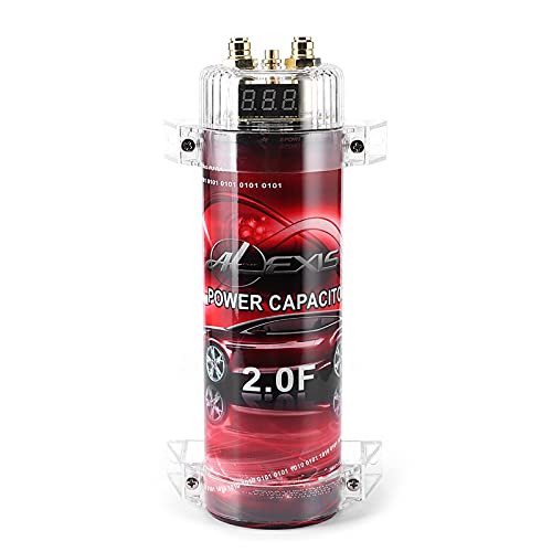 [2 Car Audio -Kondensator mit Rotem LED -Display | Spannungsregler für Verstärker | 10-16V DC Autozubehör für Erweiterte Audioerlebnisse] von ZASCHMOY