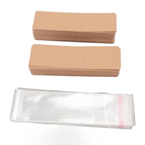 200pcs Wasserdichtes Lesezeichenhülsenset mit Leerer Anzeigekarte für Handwerk: Robustes Kraftpapier und Transparente Selbstklebende Taschen Verbessern Lesezeichenkreationen von ZASCHMOY