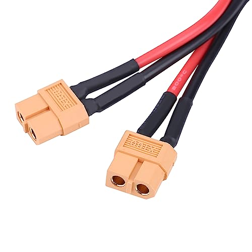 ZASCHMOY XT60 Parallel Battery Pack Connector Adapter 14AWG -Kabel für RC Lipo, 1 Frauen Bis 2 Männliche Stecker für Ein Effizientes Schnelles Lade- und Strommanagement (1 männlich und 2 weiblich) von ZASCHMOY