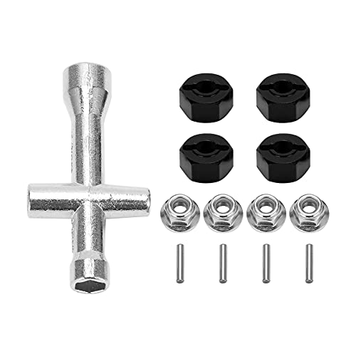 ZAWELIYO 12 mm Sechskant-Radnabenadapter, RC-Sechskant-Nabe, Aluminiumlegierung, M4, Flansch-Kontermutter-Set für 1/10 RC Auto (schwarz), Schwarz von ZAWELIYO