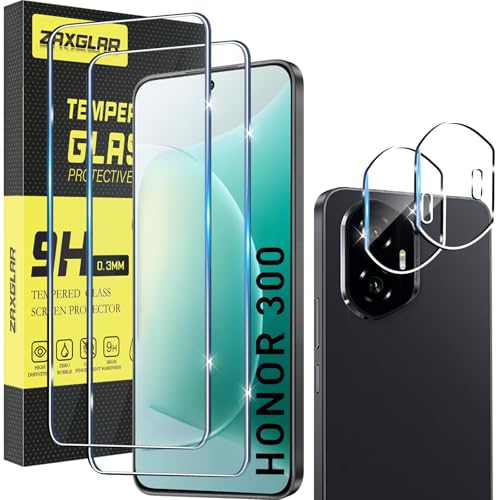 ZAXGLAR Schutzfolie für Honor 300 5G für Panzerglas,2 Stück Panzer Schutz Glas und 2 Stück Kameraschutz,HD Displayschutz, 9H Härte Schutzfolie ZAXGLAR Schutzfolie für Honor 300 5G für Panzerglas,2 Stück Panzer Schutz Glas und 2 Stück Kameraschutz,HD Displayschutz, 9H Härte Schutzfolie von ZAXGLAR