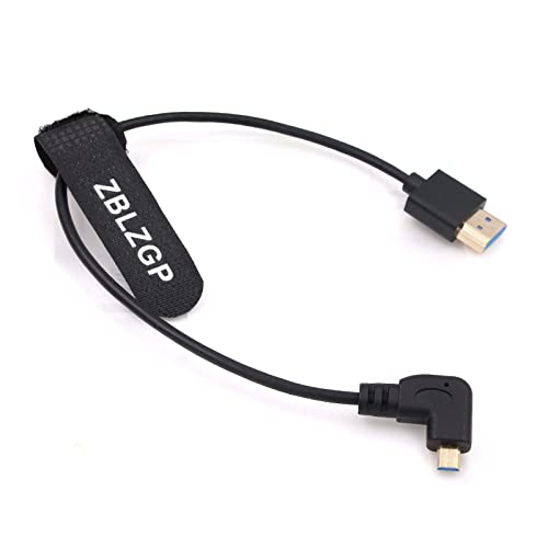 ZBLZGP 8K 3D Micro HDMI to HDMI Male to Male High Speed Cable for HUDL 1 & HUDL 2 Camera to TV, HDTV, LCD, Plasma, Monitor (30CM, Schwarz - links abbiegen) von ZBLZGP