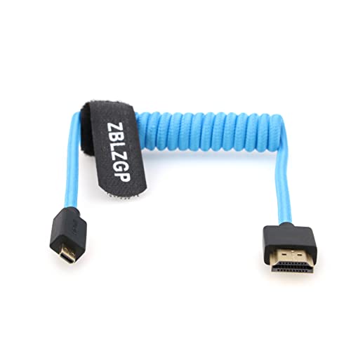 ZBLZGP 8K 3D Micro HDMI to HDMI Male to Male High Speed Cable for HUDL 1 & HUDL 2 Camera to TV, HDTV, LCD, Plasma, Monitor (Federumflochtener Draht, Blau) von ZBLZGP