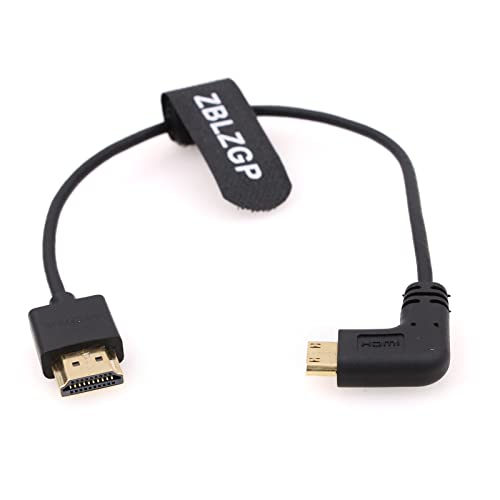 ZBLZGP 8K 3D Mini HDMI auf HDMI Stecker auf Stecker Hochgeschwindigkeitskabel für Sony CX7/Sony SR7E Kamera,TV, PC, Laptop, Macbook, Monitore (30CM, Linkskurve) von ZBLZGP