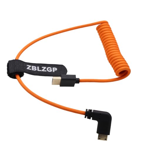 ZBLZGP 8K HDMI-Kabel, Typ A, HDMI 2.1, geflochten, gewickelt, rechts links abgewinkelt, für Sony Canon R5 Nikon Blackmagic Pocket Cinema Kameras (rechts gebogen, Mini-HDMI-HDMI, orange geflochten ZBLZGP 8K HDMI-Kabel, Typ A, HDMI 2.1, geflochten, gewickelt, rechts links abgewinkelt, für Sony Canon R5 Nikon Blackmagic Pocket Cinema Kameras (rechts gebogen, Mini-HDMI-HDMI, orange geflochten von ZBLZGP
