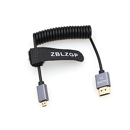 ZBLZGP 8K HDMI Kabel HDMI 2.1 HDMI Kabel für Xbox Serries X PS5 PS4 PS4 Chromebook Laptops 60Hz HDMI Splitter Kabel Digitales Kabel (Micro HDMI auf HDMI, Spirale) von ZBLZGP