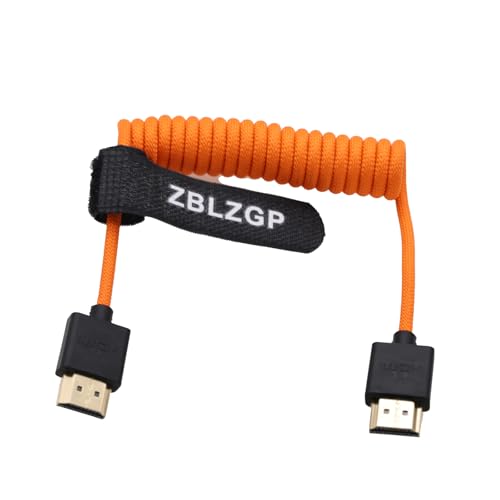 ZBLZGP 8K HDMI Kabel Typ A HDMI 2.1 geflochten gewickelt rechts links Winkel für Sony Canon R5 Nikon Blackmagic Pocket Cinema Kameras (HDMI-HDMI, Orange geflochten) von ZBLZGP