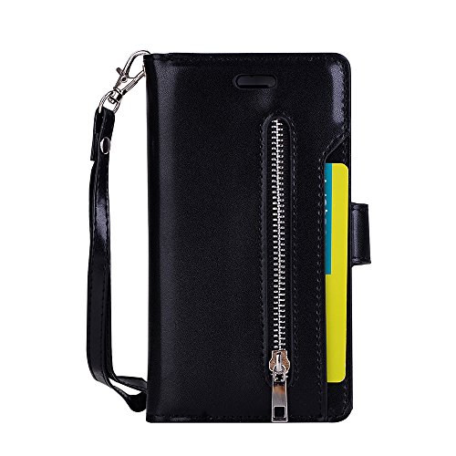 ZCDAYE Brieftasche Schutzhülle für iPhone 6 6S,Premium PU Leder Handytasche Stand Kartenfach Magnet Hülle Case Handyhülle Kompatibel mit iPhone 6 6S - Schwarz von ZCDAYE