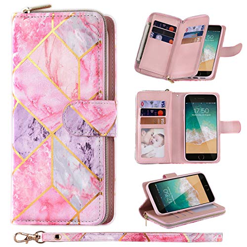 ZCDAYE Hülle für iPhone SE 2022/2020, iPhone 7, iPhone 8 Handyhülle Geldbörse, PU Leder iPhone SE/iPhone 7/iPhone 8 Handytasche Schutzhülle mit 9 Kartenschlitzen, Rosa&Lila ZCDAYE Hülle für iPhone SE 2022/2020, iPhone 7, iPhone 8 Handyhülle Geldbörse, PU Leder iPhone SE/iPhone 7/iPhone 8 Handytasche Schutzhülle mit 9 Kartenschlitzen, Rosa&Lila von ZCDAYE