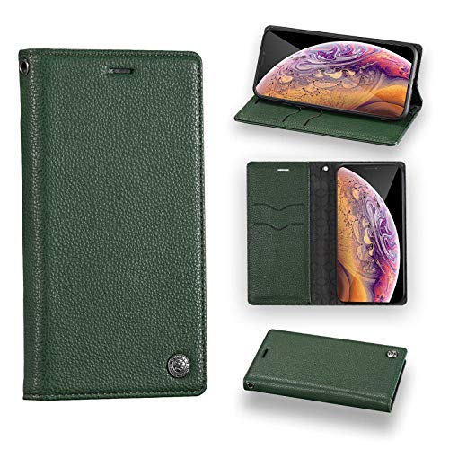 ZCDAYE Handyhülle für iPhone XR Hülle, Handytasche Stark Magnetische Hochwertige Lederhülle [Litschi-Muster][Kartenfächer][Standfunktion] Schutzhülle Flip Case iPhone XR,Grün von ZCDAYE