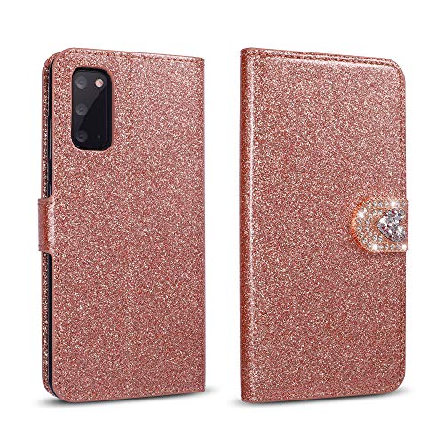 ZCDAYE Hülle für Galaxy A71, Luxus Glitter [Magnetverschluss] PU Leder Flip Wallet [Liebe Diamant Buckle] [Kartensteckplätze] [Kickstand] Folio Soft-TPU-Hülle für Galaxy A71 - Roségold von ZCDAYE