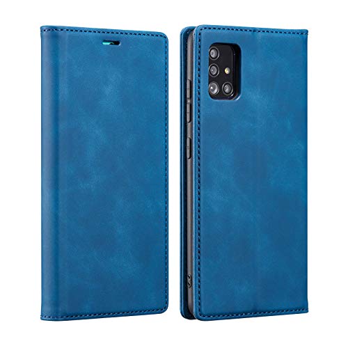 ZCDAYE Hülle für Samsung Galaxy A72,Handyhülle Premium PU Leder [Ständer] [Kartenfach][Magnetische Adsorption] Weiche TPU Flip Case Handytasche für Samsung Galaxy A72-Blau von ZCDAYE