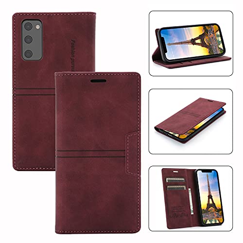 ZCDAYE Hülle für Samsung Galaxy S20 FE 5G Brieftasche Hülle Premium PU Leder Folio Flip Cover mit Kartenhalter Ständer Versteckte magnetische Stoßfeste Falthülle für Samsung Galaxy S20 FE 5G-rot von ZCDAYE