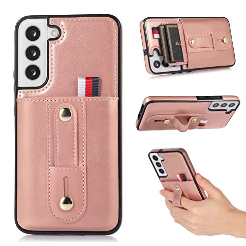 ZCDAYE Hülle für Samsung Galaxy S22 mit Kartenhalter, PU Leder Handytasche mit Fingerring Handyhülle für Samsung Galaxy S22 Case, Rosa von ZCDAYE