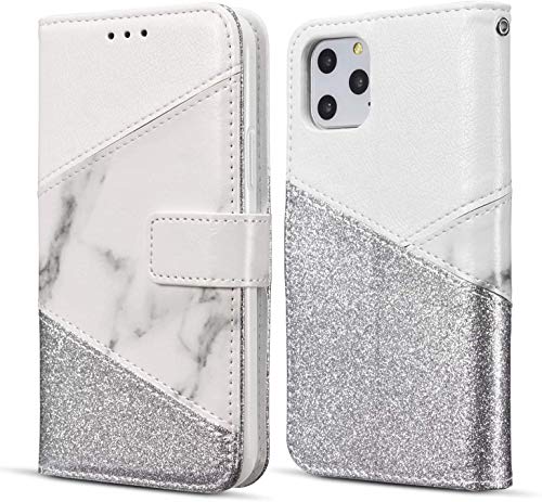 ZCDAYE Hülle für iPhone 12 Mini Handyhülle,Glitter Handytasche [Magnetverschluss] PU Leder [Keramisches Muster][Kartenfächer] Weichem TPU Flip Case Schutzhülle iPhone 12 Mini 5.4“-Weiß von ZCDAYE