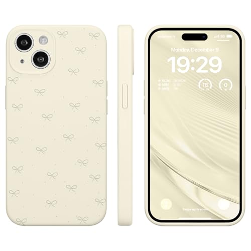 ZCDAYE Hülle für iPhone 13 Silikon Handyhülle, Süße Schleife Muster Druck Frau Handytasche, Stabile Weiche Schutzhülle Bequeme Case Handy Tasche für iPhone 13 (6.1 inches),Weiß von ZCDAYE