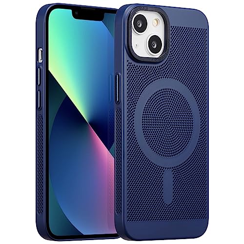 ZCDAYE Hülle für iPhone 13 Unterstützt kabelloses Laden, Atmungsaktiv iPhone 13 Handyhülle PC Leichte Dünne Schutzhülle Case Handytasche für iPhone 13 (6.1 inches), Dunkelblau von ZCDAYE