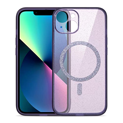 ZCDAYE Hülle für iPhone 14 Kabelloses Aufladbar, Sternen Glänzende iPhone 14 Handyhülle TPU Schutzhülle iPhone 14 Case, Lila mit Magnet von ZCDAYE