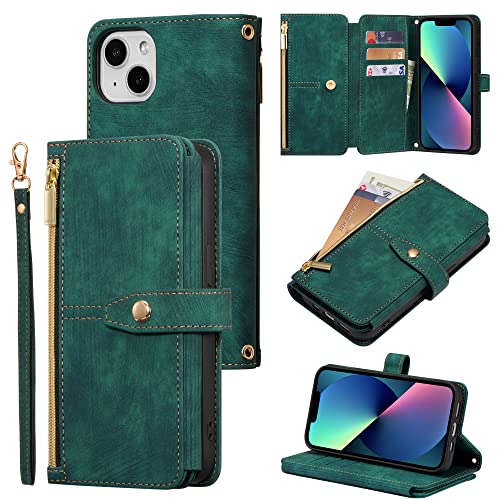 ZCDAYE Hülle für iPhone 14 Pro Max mit Kartenhalter Geldbörse, Leder iPhone 14 Pro Max Handyhülle Handytasche Schutzhülle für iPhone 14 Pro Max (6.7 inches), Grün von ZCDAYE