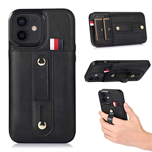 ZCDAYE Hülle für iPhone 14 mit Kartenhalter, PU Leder Handytasche mit Fingerring Handyhülle für iPhone 14 Case, Schwarz von ZCDAYE