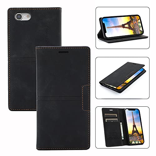 ZCDAYE Hülle für iPhone 7 Plus/iPhone 8 Plus Brieftasche Hülle Premium PU Leder Folio Flip Cover mit Kartenhalter Ständer Versteckte magnetische Stoßfeste Falthülle für iPhone 7 Plus/8 Plus-Schwarz von ZCDAYE