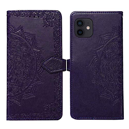 ZCDAYE Kompatibel mit iPhone 12 Mini Hülle,Premium PU Leder Mandala Muster Floral Hülle [Magnetverschluss][Standfunktion][Kartenfach] Flip Case iPhone 12 Mini 5.4"-Lila von ZCDAYE