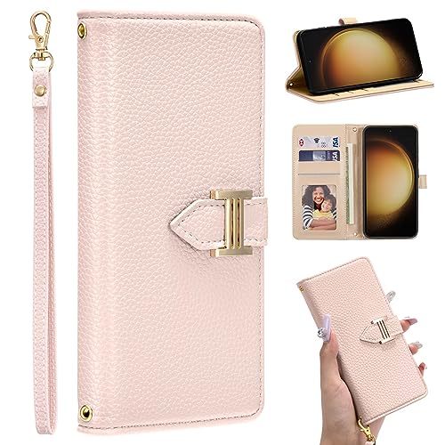 ZCDAYE Leder Hülle für Samsung Galaxy S24 Plus mit Kartenfach, Magnetische Samsung S24 Plus Handyhülle Elegante Klapphülle, Stoßfest Stabil Schutzhülle Handytasche für Samsung S24 Plus, Rosa von ZCDAYE