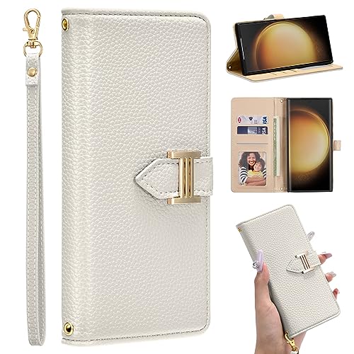 ZCDAYE Leder Hülle für Samsung Galaxy S24 Ultra mit Kartenfach, Magnetische Samsung S24 Ultra Handyhülle Elegante Klapphülle, Stoßfest Stabil Schutzhülle Handytasche für Samsung S24 Ultra, Grau von ZCDAYE