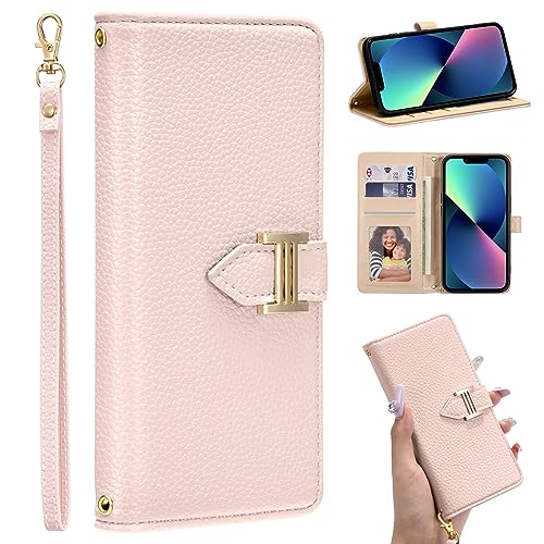 ZCDAYE Leder Hülle für iPhone 15 Pro Max mit Kartenfach, Magnetische iPhone 15 Pro Max Handyhülle Elegante Klapphülle, Stoßfest Stabil Schutzhülle Handytasche für iPhone 15 Pro Max (6.7 inches), Rosa von ZCDAYE