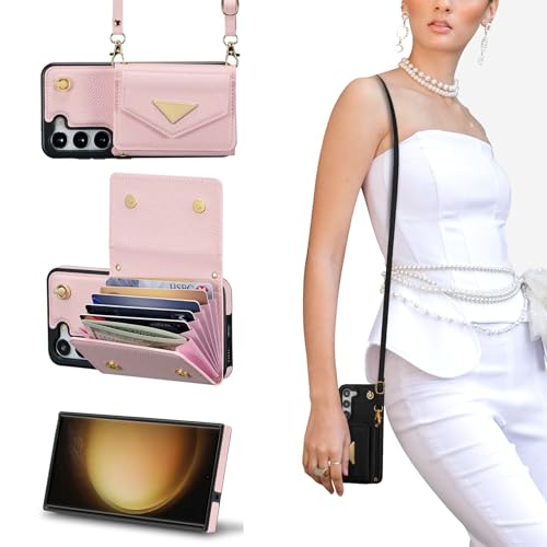 ZCDAYE Samsung Galaxy S23 FE Hülle mit Geldbörse und Band, Elegante Galaxy S23 FE Handyhülle Handytasche Kunstleder Case Umhängetasche Handykette Hülle für Samsung S23 FE, Rosa ZCDAYE Samsung Galaxy S23 FE Hülle mit Geldbörse und Band, Elegante Galaxy S23 FE Handyhülle Handytasche Kunstleder Case Umhängetasche Handykette Hülle für Samsung S23 FE, Rosa von ZCDAYE