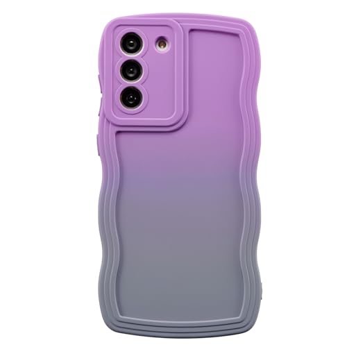 ZCDAYE Schutzhülle für Samsung Galaxy S23 Ultra, niedliche Neon-Farbverlauf, Handyhülle mit Kameraschutz, lockiger Wellenrahmen, weiches TPU, stoßfeste Handyhülle für Frauen und Mädchen, Violett und von ZCDAYE