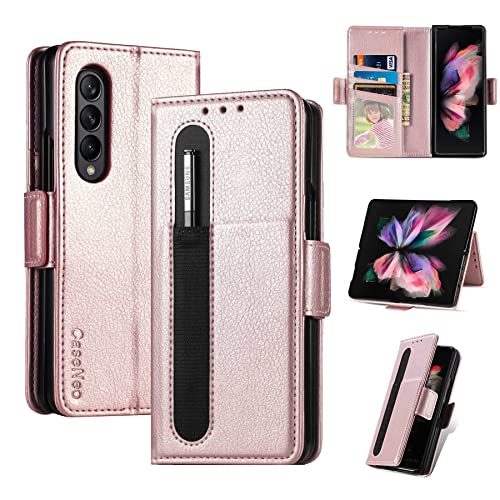 ZCDAYE Schutzhülle für Samsung Galaxy Z Fold 4, Samsung Z Fold 4 Wallet Phone Case, Premium Flip Leder Handyhülle für Samsung Z Fold 4 - Pink von ZCDAYE