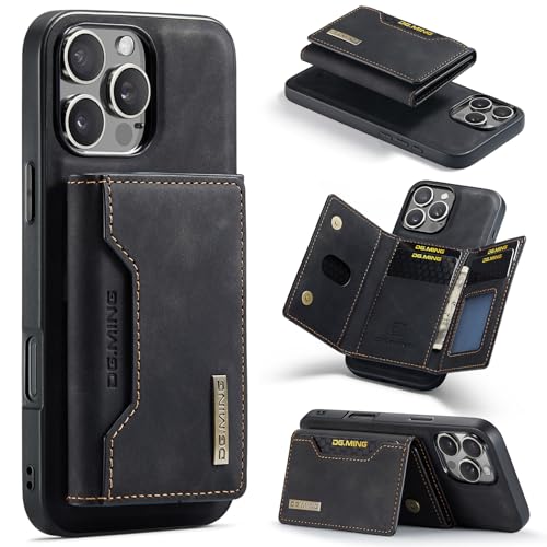 ZCDAYE Wallet Case für iPhone 16 Pro Max, Leder iPhone 16 Pro Max Hülle mit abnehmbarem Magnetkartenhalter, Handyhülle für iPhone 16 Pro Max (6,9 Zoll), Schwarz von ZCDAYE
