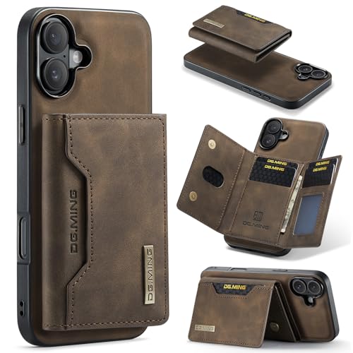 ZCDAYE Wallet Case für Phone 16 Plus, Leder Phone 16 Plus Hülle mit abnehmbarem Magnetkartenhalter, Handyhülle für Phone 16 Plus (6,7 Zoll), Khaki von ZCDAYE