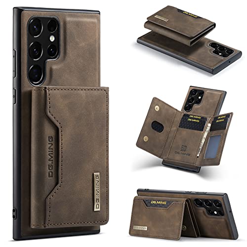 ZCDAYE Wallet Case für Samsung Galaxy S23 Ultra, Samsung S23 Ultra Hülle, Samsung Galaxy S23 Ultra Lederhülle mit abnehmbarem Kartenhalter, Khaki von ZCDAYE