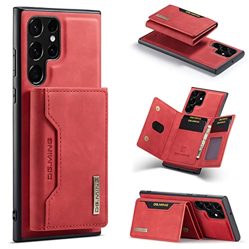 ZCDAYE Wallet Case für Samsung Galaxy S23 Ultra, Samsung S23 Ultra Hülle, Samsung Galaxy S23 Ultra Lederhülle mit abnehmbarem Kartenhalter, Rot von ZCDAYE