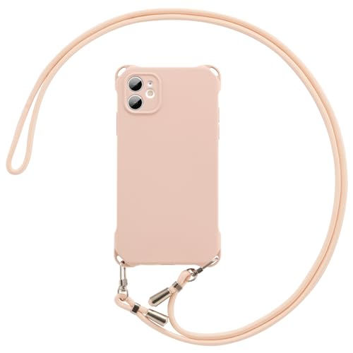 ZCDAYE iPhone 11 Hülle mit Band, Stabile Silicone iPhone 11 Handyhülle Handykette Case, Praktische Umhängetasche Handytasche für iPhone 11 (6.1 inches), Rosa von ZCDAYE