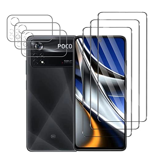 ZCIBN [3+3 Stück] panzerfolie für Xiaomi Poco X4 Pro 5G [3 Stück Screen Schutzglas und 3 Stück Kameraschutz ] [9H Härte] [Anti-Kratzen] [Anti-Fingerprint] [HD Klar] für Xiaomi Poco X4 Pro 5G von ZCIBN