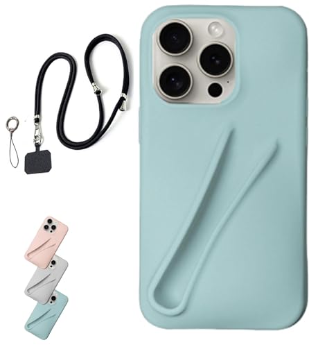 ZCMAI Lipgloss-Handyhülle mit Lanyard, Flüssigsilikon-Kameraschutz-Handyhülle (Farbe: Blau, Größe: für iPhone 14pro) von ZCMAI
