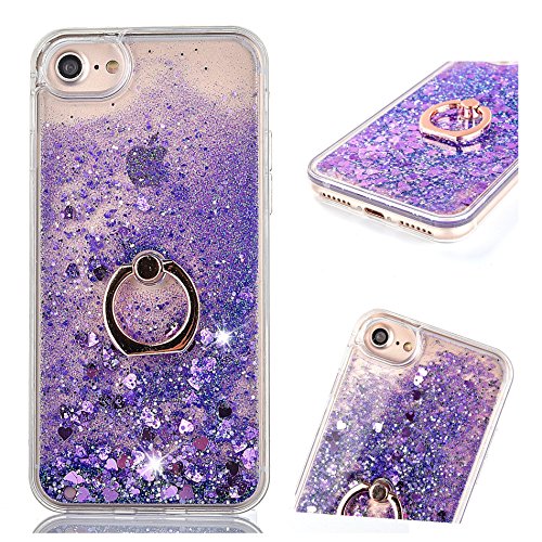 (NICHT Für 6/6S) ZCRO Hülle für iPhone 6 Plus / iPhone 6S Plus, Handyhülle Case Hülle Glitzer Flüssig Transparent Silikon Cover mit Ring Halterung Ständer für iPhone 6 Plus / iPhone 6S Plus (Lila) von ZCRO