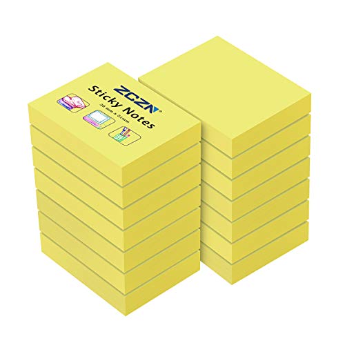 ZCZN 14 Blöcke Haftnotizen gelb, kleine Klebezettel 51 x 38 mm, Sticky Notes 100 Blatt pro Block für Schule, Zuhause, Büro von ZCZN