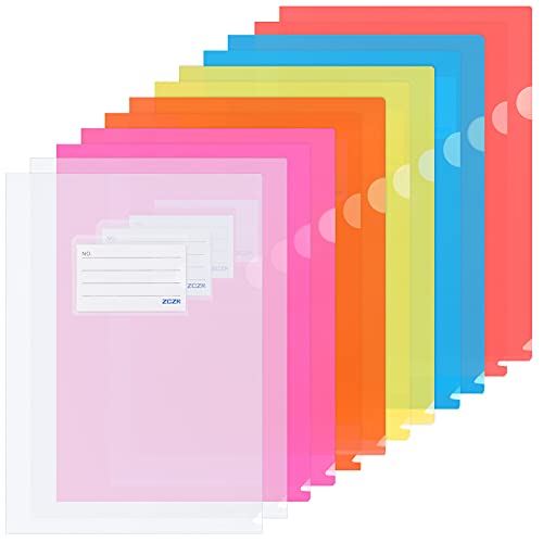 ZCZN Klarsichthüllen A4 seitlich offen, 12 Stück Aktenhülle A4 bunt, 6 Farben Klarsichtfolien glasklar zum Aufbewahren oder Ordnen von Papieren, Dokumenten von ZCZN