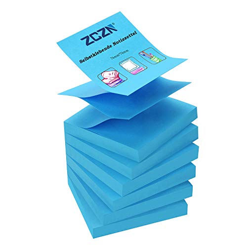 ZCZN Z-Notes, 6 Blöcke Selbstklebende Notizen, Klebezettel Von 76 x 76 mm, 80 Blatt pro Block - Selbstklebende Notizen Von 480 Blatt - Blau ZCZN Z-Notes, 6 Blöcke Selbstklebende Notizen, Klebezettel Von 76 x 76 mm, 80 Blatt pro Block - Selbstklebende Notizen Von 480 Blatt - Blau von ZCZN