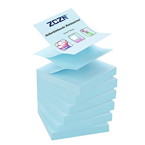 ZCZN Z-Notes, 6 Blöcke Selbstklebende Notizen, Klebezettel Von 76 x 76 mm, 80 Blatt pro Block - Selbstklebende Notizen Von 480 Blatt - Hellblau ZCZN Z-Notes, 6 Blöcke Selbstklebende Notizen, Klebezettel Von 76 x 76 mm, 80 Blatt pro Block - Selbstklebende Notizen Von 480 Blatt - Hellblau von ZCZN