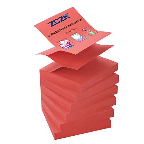 ZCZN Z-Notes, 6 Blöcke Selbstklebende Notizen, Klebezettel Von 76 x 76 mm, 80 Blatt pro Block - Selbstklebende Notizen Von 480 Blatt - Rot ZCZN Z-Notes, 6 Blöcke Selbstklebende Notizen, Klebezettel Von 76 x 76 mm, 80 Blatt pro Block - Selbstklebende Notizen Von 480 Blatt - Rot von ZCZN